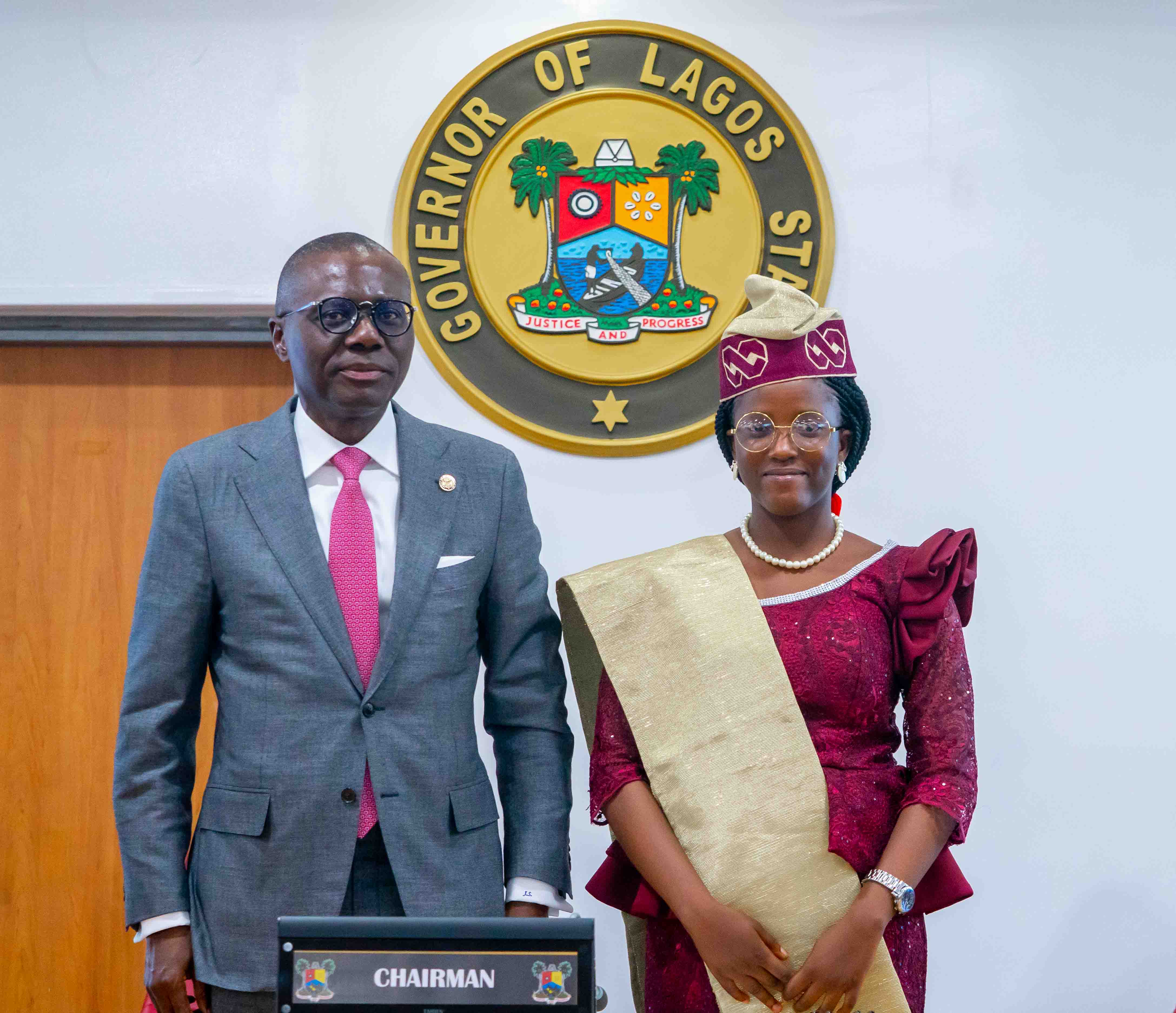 17-YEAR-OLD JEMIMAH BECOMES LAGOS’ ONE-DAY GOVERNOR, AS SANWO-OLU SWAPS ROLE